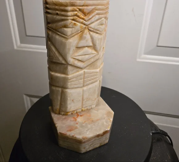 Carved Stone Sculpture Book End - Cream and Brown - Picture 3 of 10